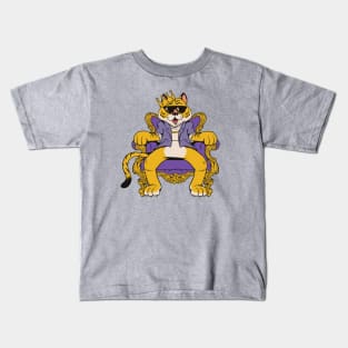 Purple and Gold Tiger King Cartoon Kids T-Shirt